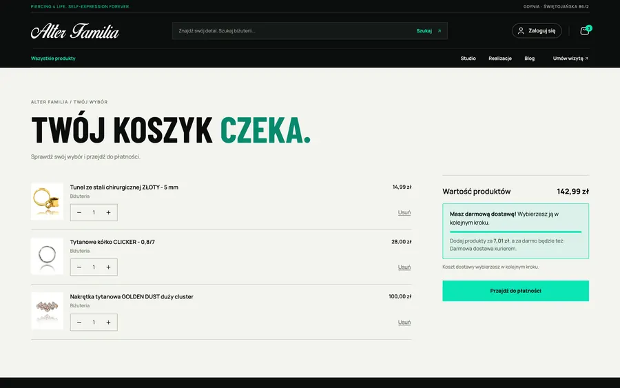 Koszyk z progiem darmowej dostawy