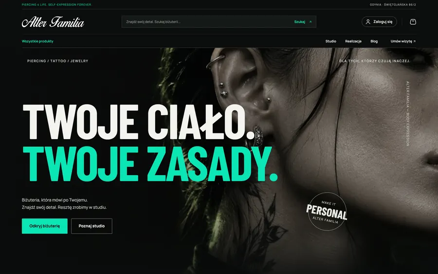 Strona główna sklepu – sekcja hero
